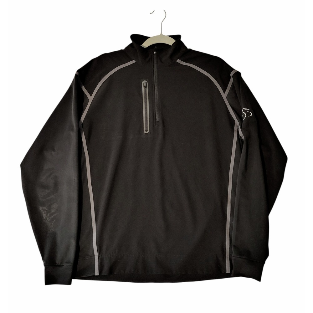 FootJoy FJ Mens Large Black 1/4 Zip Golf Pullover Jacket Shirt L Crane Bird Logo